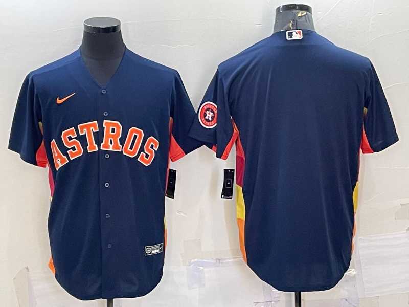 Men%27s Houston Astros Blank Navy Blue With Patch Stitched MLB Cool Base Nike Jersey